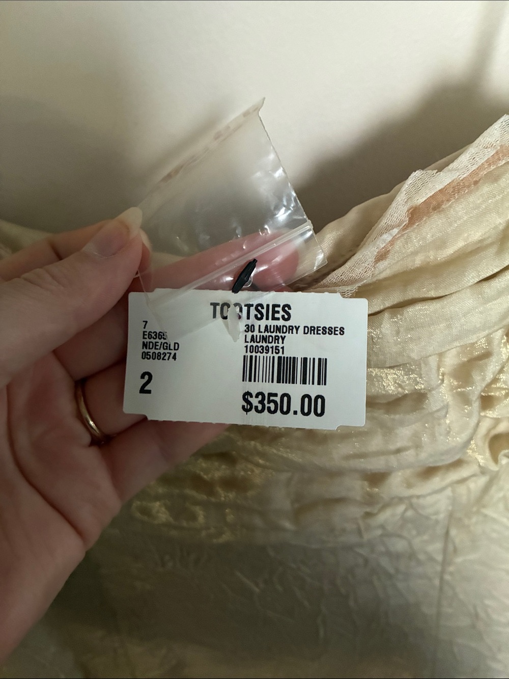 Laundry By Shelli Segal Strapless Beige Ruffled Bodice Dress - Picture 3 of 8